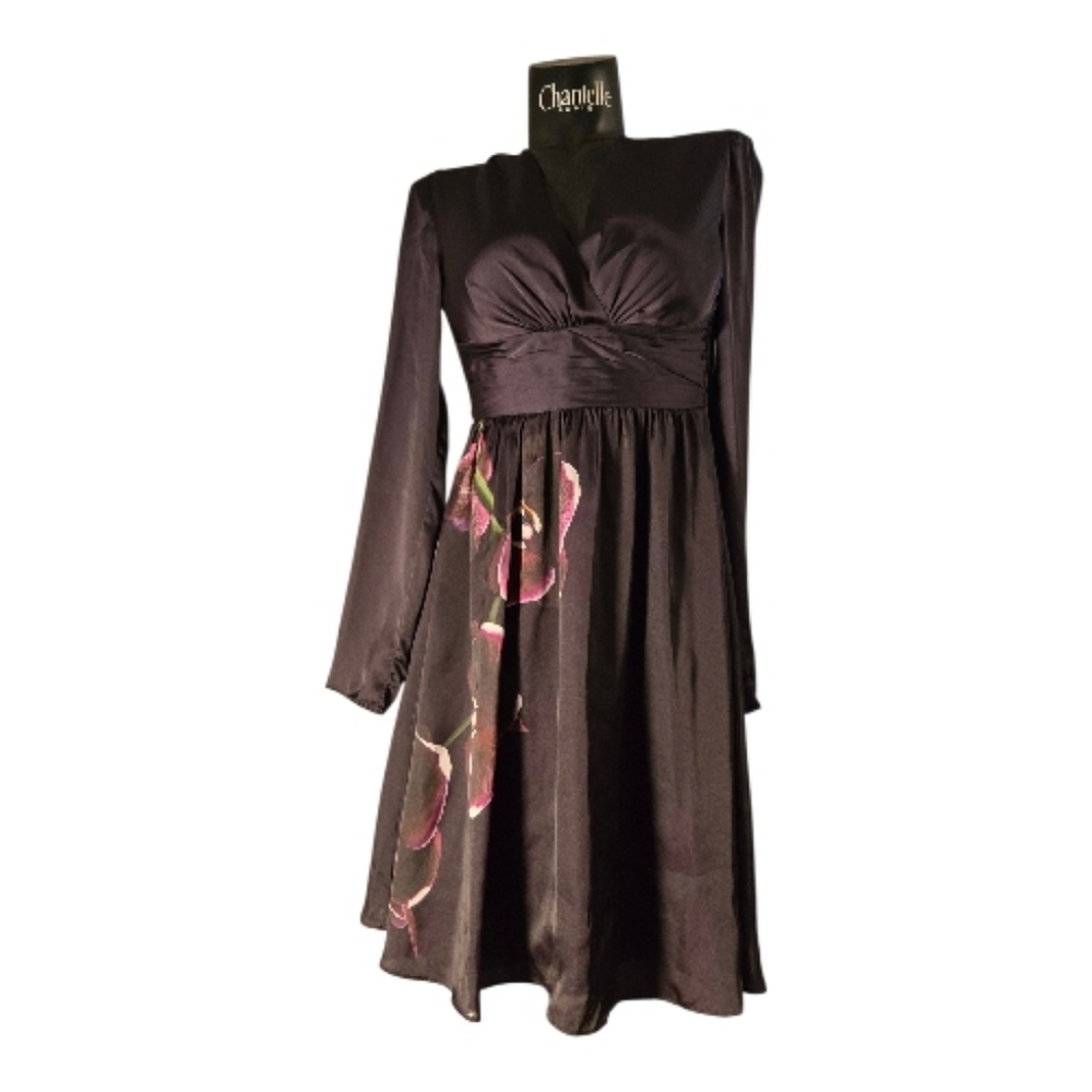 Elegant Black Dress with Floral Accents